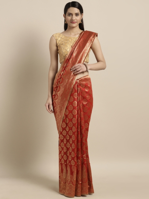 

Varkala Silk Sarees Red Silk Blend Woven Design Dharmavaram Saree