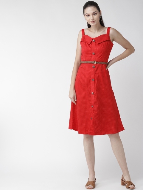 

WoowZerz Women Red & White Printed A-Line Dress