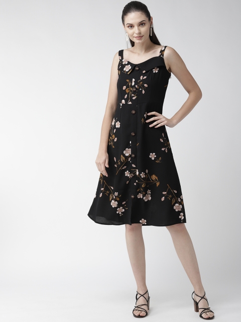 

WoowZerz Women Floral Print Black A-Line Dress