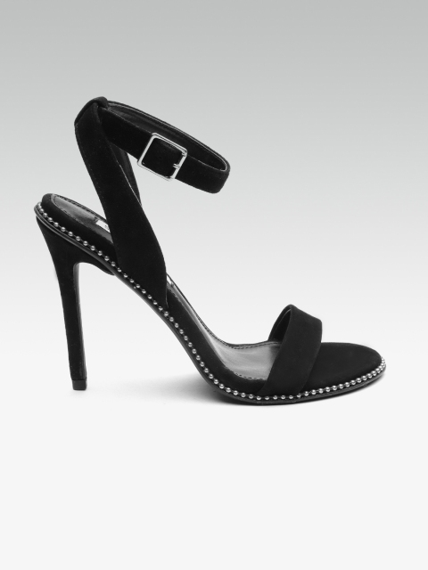 

Steve Madden Women Black Mid-Top Solid Suede Finish Heels