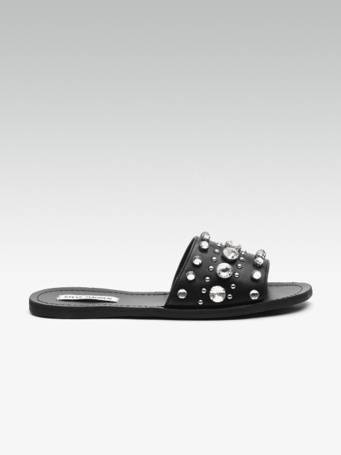 

Steve Madden Women Black Embellished Open Toe Flats