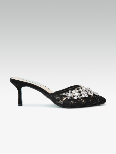 

Steve Madden By Betsey Johnson Women Black Embellished Lace Pumps