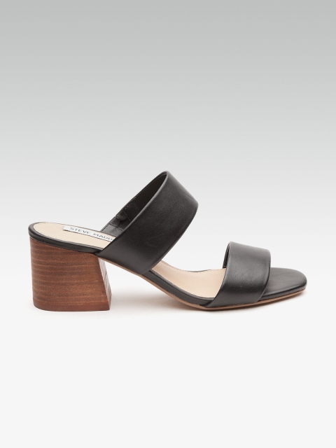 

Steve Madden Women Black Leather Solid Heels