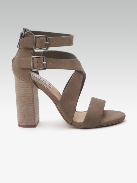 

Steve Madden Women Brown Solid Mid-Top Leather Heels