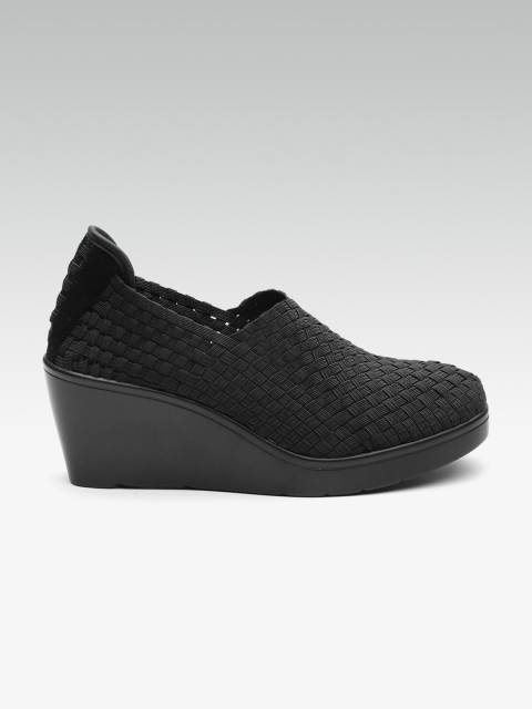 

Steve Madden Women Black Basketweave Woven Design Wedge Pumps