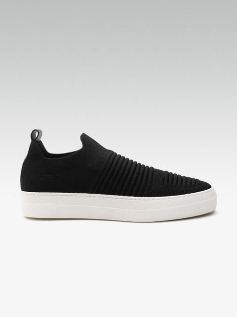 

Steve Madden Women Black Self-Striped Slip-On Sneakers