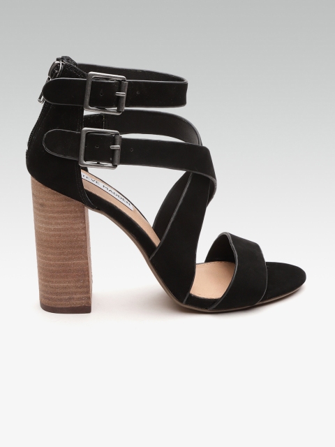 

Steve Madden Women Black Solid Mid-Top Suede Heels