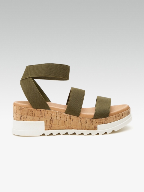 

Steve Madden Women Olive Green Solid Mid-Top Heels