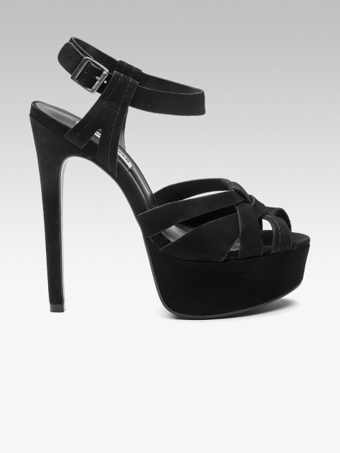 

Steve Madden Women Black Solid Suede Platform Heels
