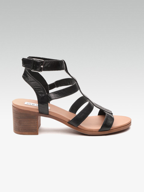 

Steve Madden Women Black Mid-Top Leather Solid Heels
