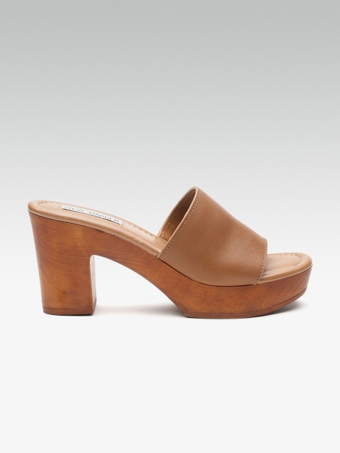 

Steve Madden Women Brown Solid Leather Platform Heels