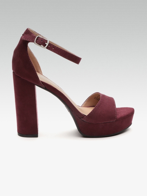 

Steve Madden Women Burgundy Solid Platform Heels
