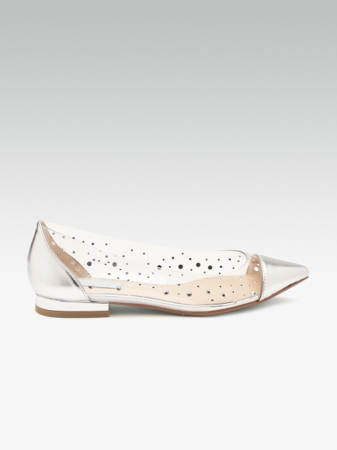 

Steve Madden Women Silver-Toned & Transparent Embellished Ballerinas