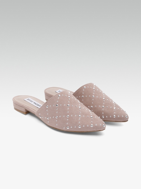 

Steve Madden Women Nude-Coloured Embellished Suede Mules