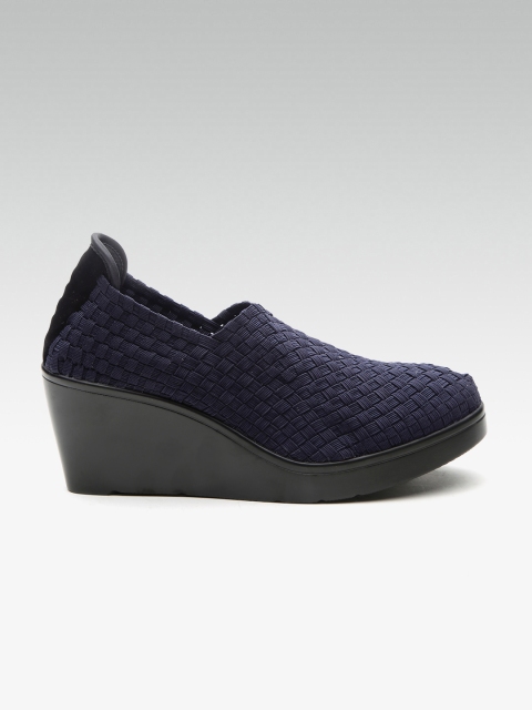 

Steve Madden Women Navy Blue Basketweave Woven Design Wedge Pumps