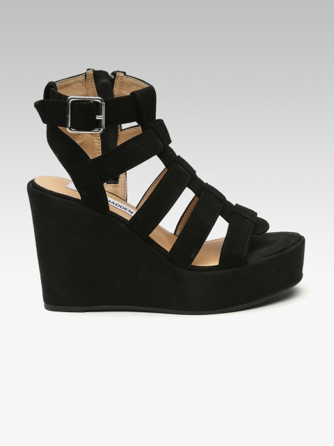 

Steve Madden Women Black Solid Mid Top Wedge Gladiators