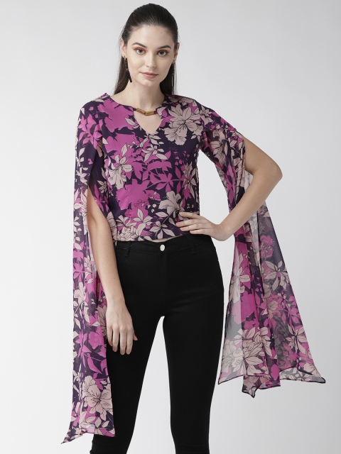

WoowZerz Women Purple Floral Printed Top