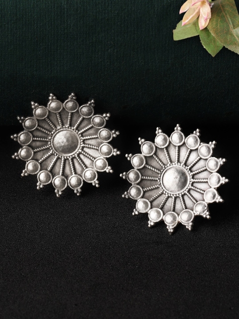 

Rubans Silver-Toned Floral Studs