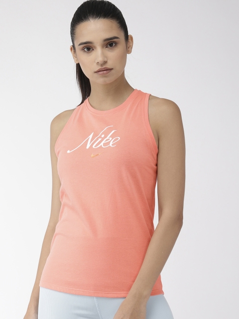 

Nike Women Coral Pink Printed Round Neck DRI-FIT Training Tops
