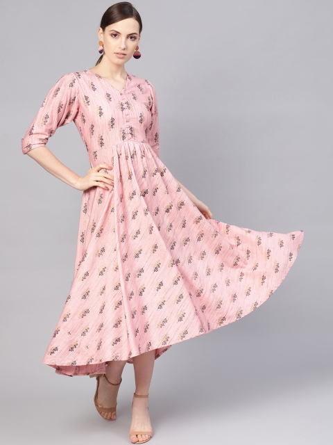 

Libas Women Pink & Black Printed Maxi Dress