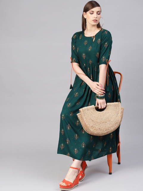 

Libas Women Green Printed Maxi Dress