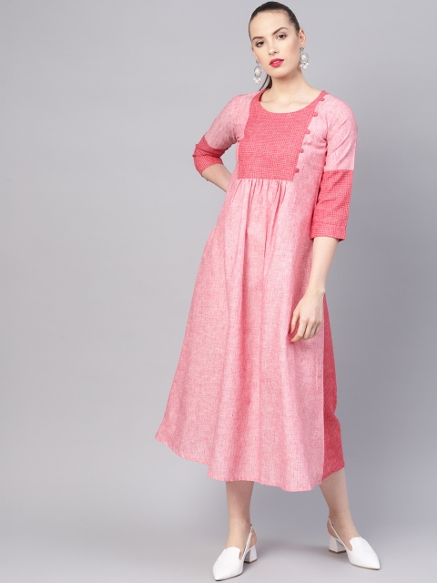 

Libas Women Pink A-Line Self-Design Dress