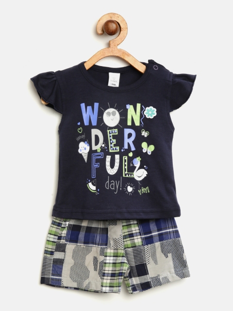 

Olio Kids Girls Navy Blue & Grey Printed Top with Shorts