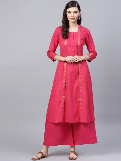 

Bhama Couture Women Pink Solid Kurta with Palazzos