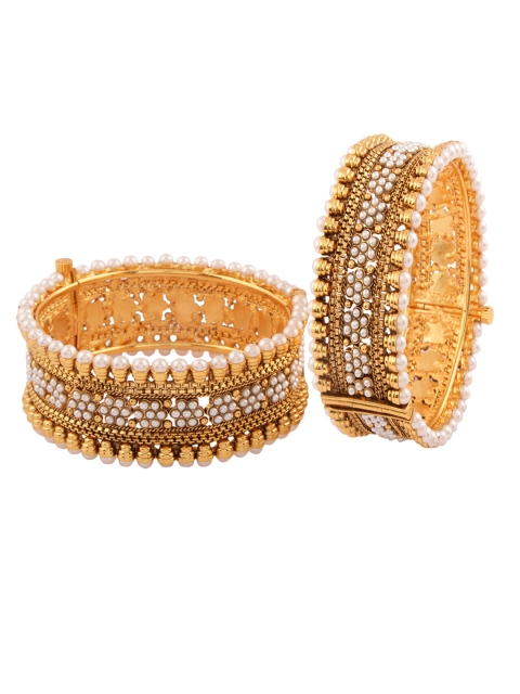

Adwitiya Collection Set of 2 24KT Gold-Plated Embellished Bangles