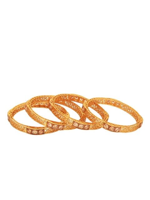 

Adwitiya Collection Set of 4 24KT Gold-Plated Embellished Bangles
