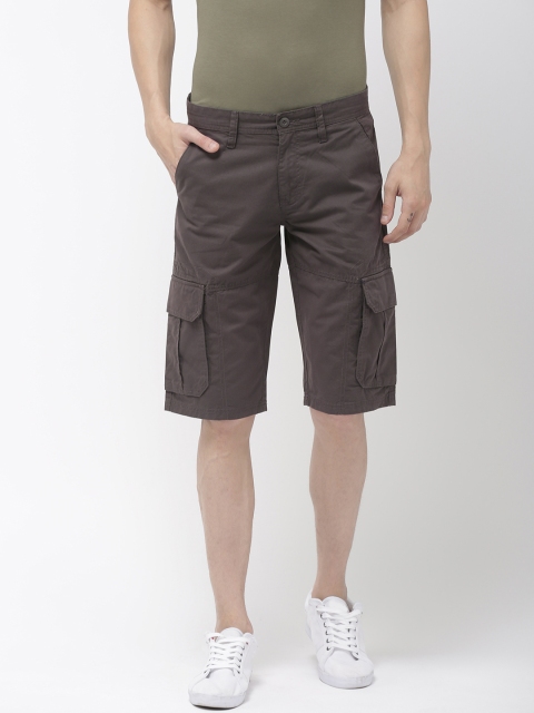 

Celio Men Grey Solid Cargo Shorts