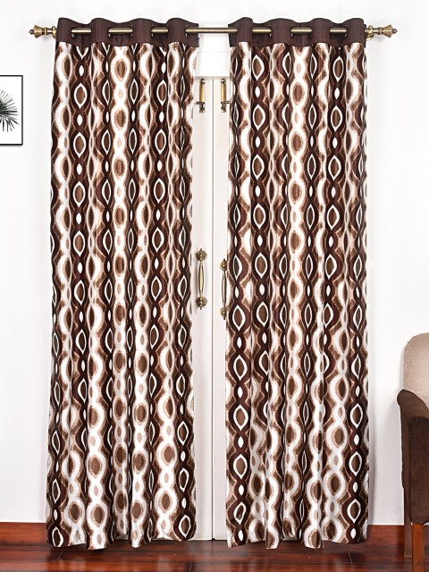 

Ariana Brown & Off-White Set of 2 Long Door Curtains