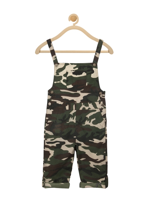 

Olele Boys Green Camouflage Printed Regular Fit Dungaree, Multi