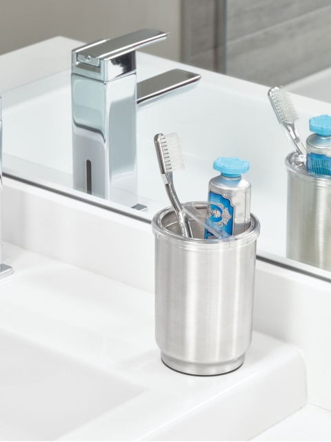 

INTERDESIGN Silver Stainless Steel Toothbrush Holder
