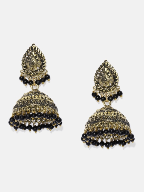 

Anouk Black & Gold-Toned Dome Shaped Jhumkas