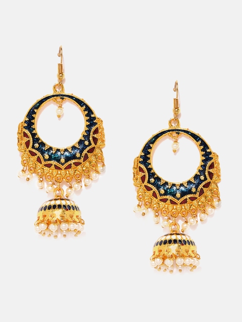 

Anouk Gold-Toned & Blue Dome Shaped Drop Earrings