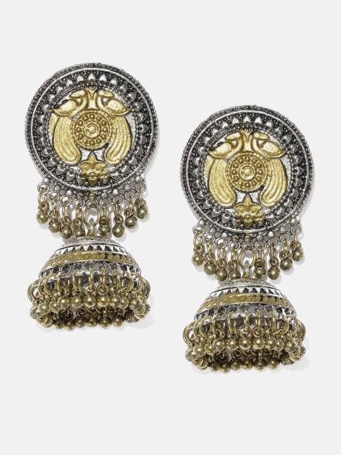 

Anouk Silver-Toned & Bronze-Toned Dome Shaped Jhumkas