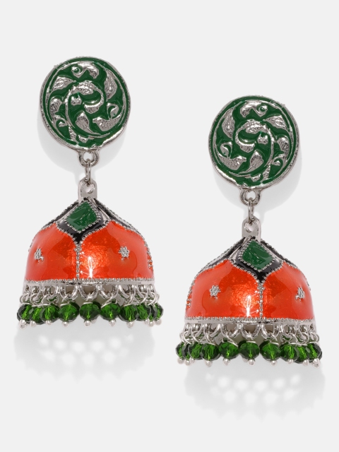 

Anouk Orange & Green Dome Shaped Jhumkas