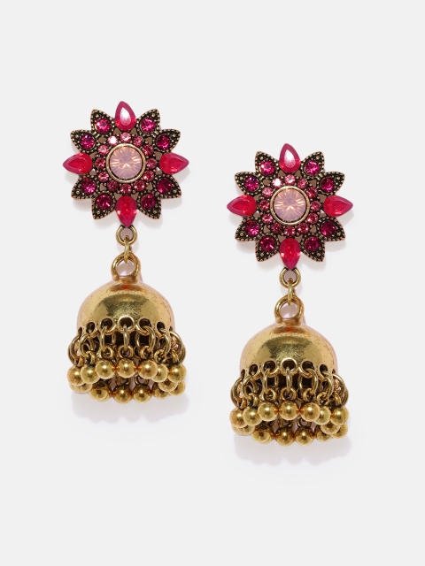 

Anouk Gold-Plated & Pink Dome Shaped Jhumkas