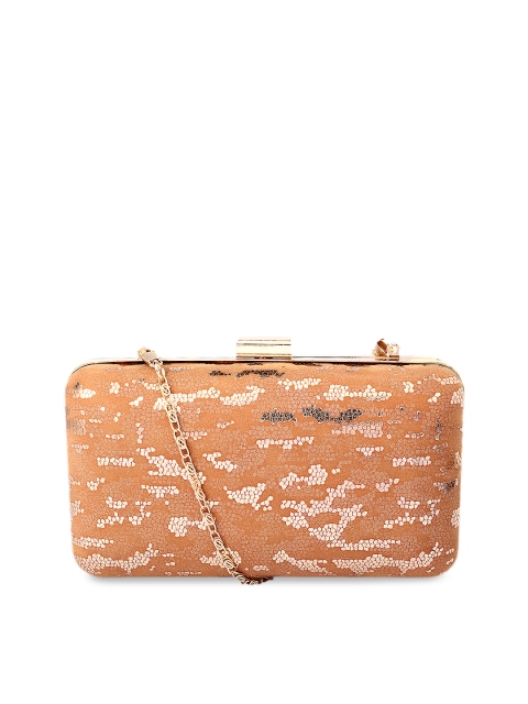 

Berrypeckers Tan Brown Printed Clutch