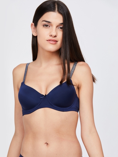 

Ginger by Lifestyle Navy Blue Solid Non-Wired Non Padded Bralette Bra 8903732304342