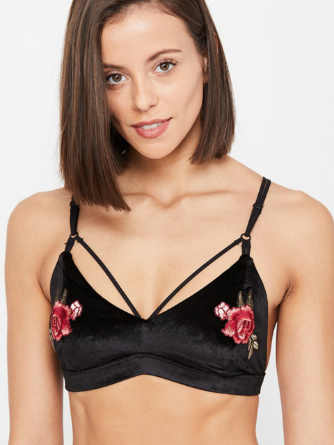 

Ginger by Lifestyle Black & Red Printed Non-Wired Non Padded Bralette Bra 8903732679563