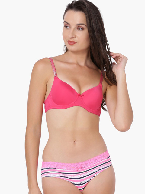 

Ginger by Lifestyle Pink Solid Non-Wired Non Padded Bralette Bra 8903732304274