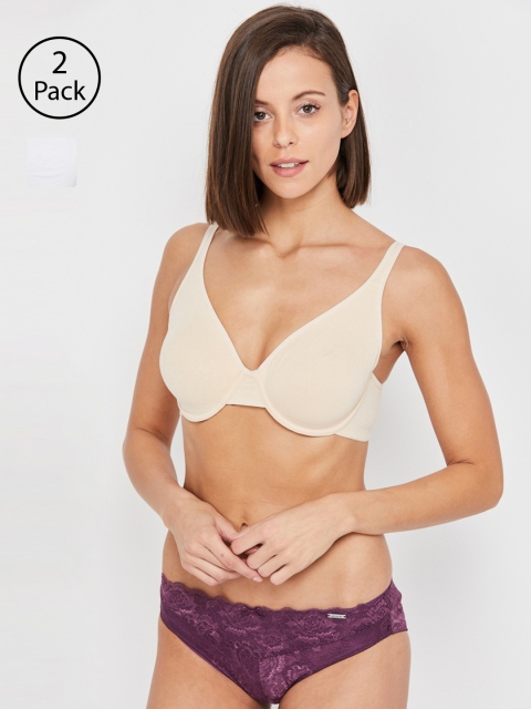 

Ginger by Lifestyle Pack of 2 Solid Underwired Non Padded T-shirt Bras 8903732405223, White