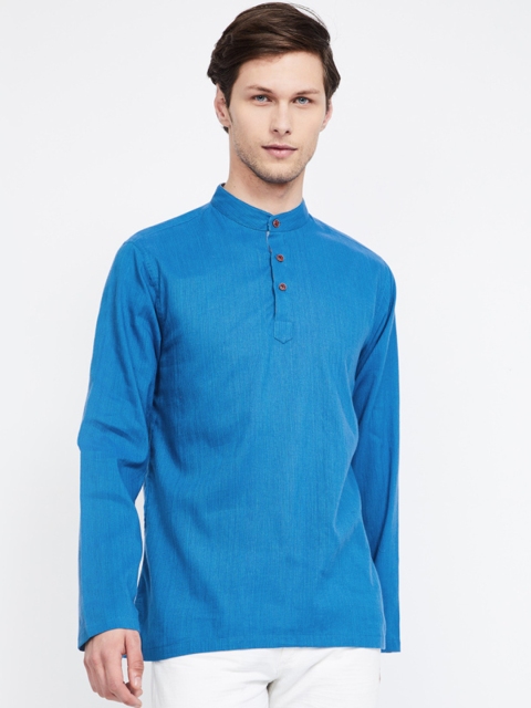 

Melange by Lifestyle Men Turquoise Blue Solid Straight Kurta