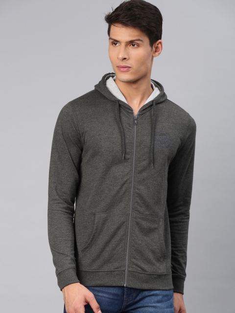 

Peter England Men Charcoal Grey Solid Sweatshirt