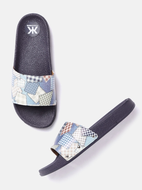 

Kook N Keech Women Blue & Green Printed Open Toe Sliders