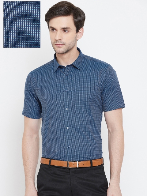 

Blackberrys Men Blue Slim Fit Checked Formal Shirt