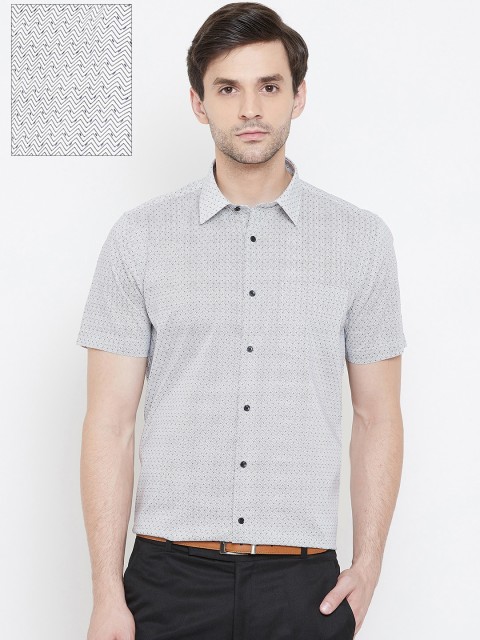 

Blackberrys Men Off-White & Black Slim Fit Printed Formal Shirt