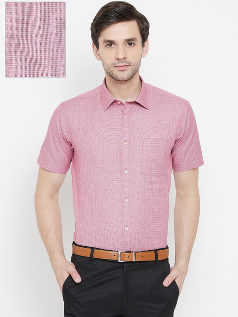 

Blackberrys Men Pink Slim Fit Self Design Formal Shirt